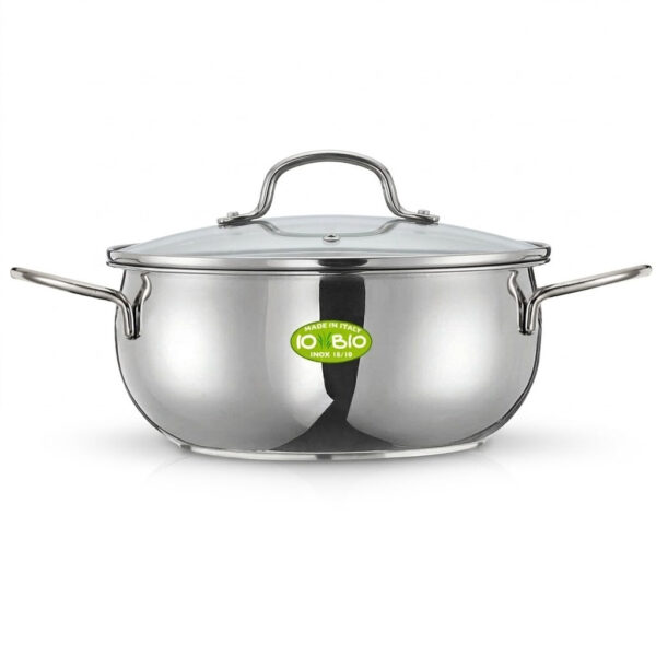 Faitout en inox avec couvercle en verre 5L 24cm