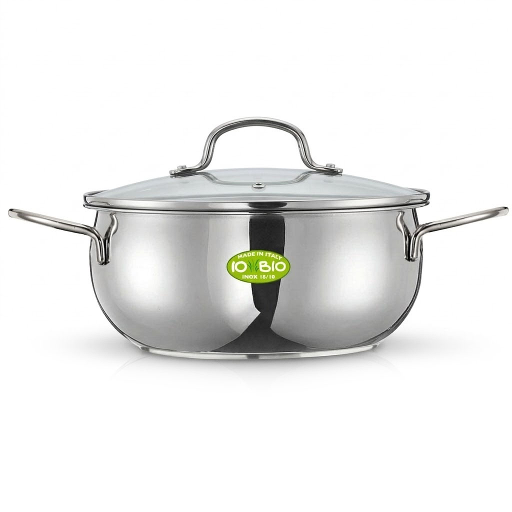 Faitout en inox avec couvercle en verre 5L 24cm