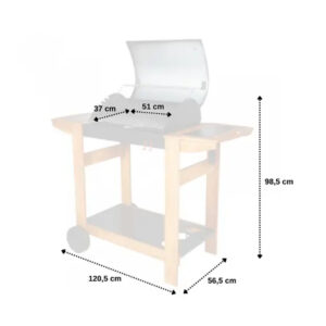 Barbecue au charbon avec chariot en bois INDIA