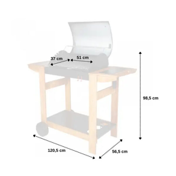 Barbecue au charbon avec chariot en bois INDIA dim