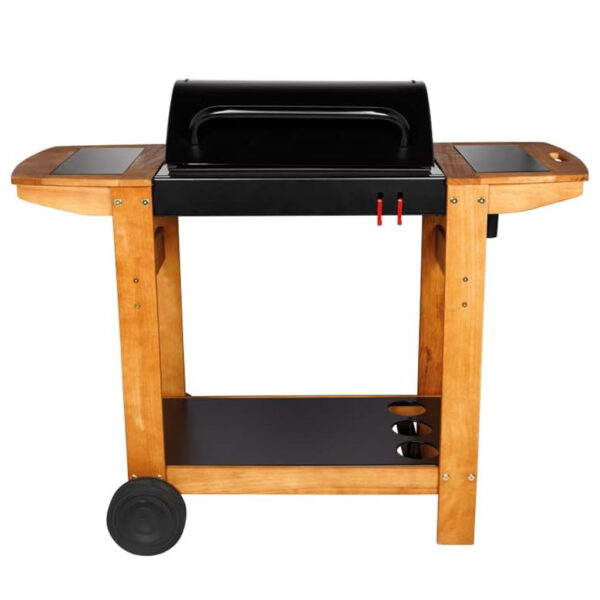 Barbecue au charbon avec chariot en bois INDIA face