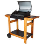 Barbecue au charbon avec chariot en bois INDIA open