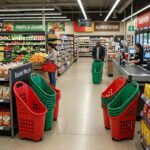 Panier à roulettes en plastique MonoBloc de 70L couv