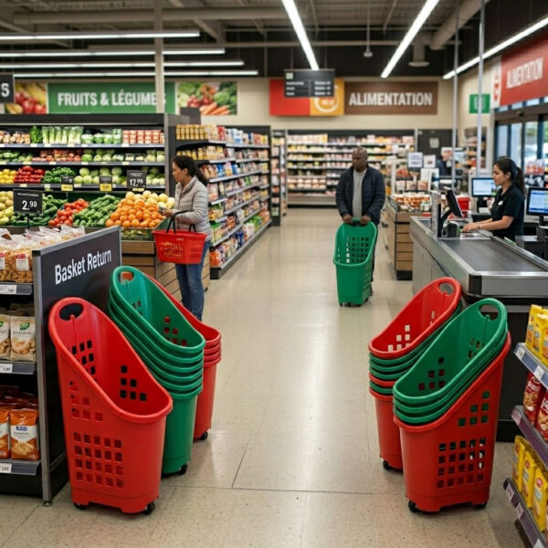 Panier à roulettes en plastique MonoBloc de 70L couv