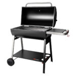 Barbecue à charbon en acier chromé Brasilia ouvert