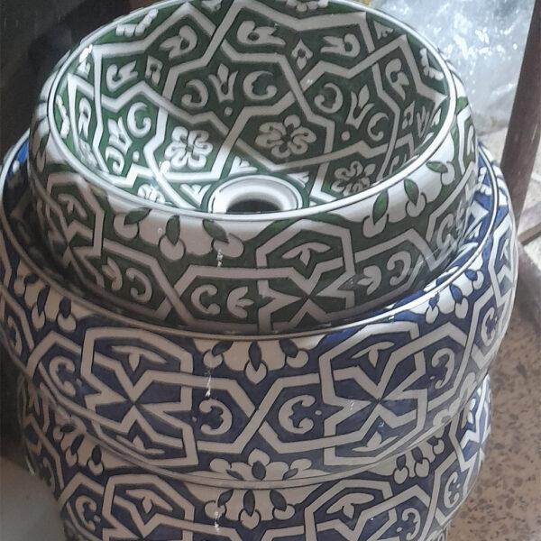 Vasque à Poser Céramique Motif Arabesque Ø 41cm reel1