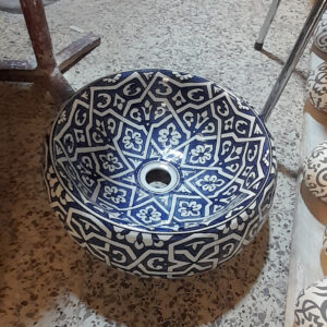 Vasque à Poser Céramique Motif Arabesque Ø 41cm