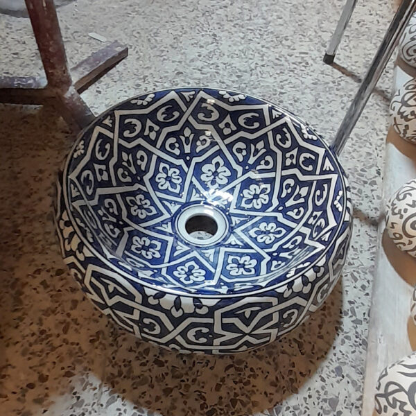 Vasque à Poser Céramique Motif Arabesque Ø 41cm reel2