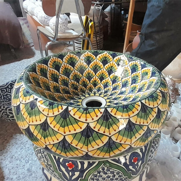 Vasque a poser en céramique Motif Écailles Ø 41cm reel