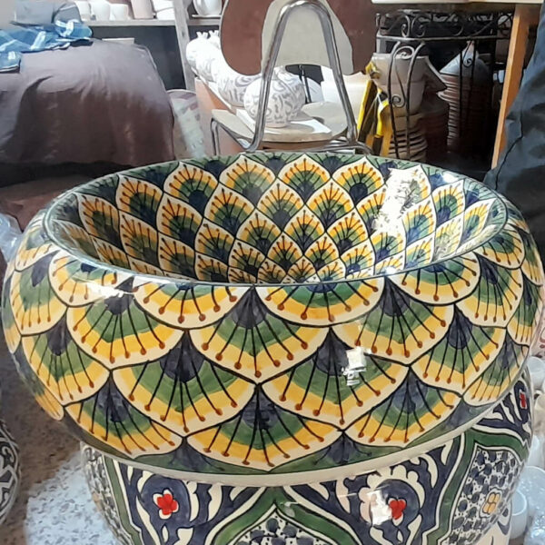 Vasque a poser en céramique Motif Écailles Ø 41cm reel1