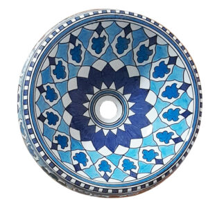 Vasque en Céramique Artisanale Motif Bleu Azur Ø 41cm