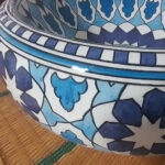 Vasque en Céramique Artisanale Motif Bleu Azur Ø 41cm reel1