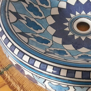 Vasque en Céramique Artisanale Motif Bleu Azur Ø 41cm
