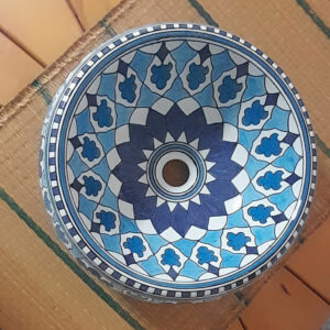 Vasque en Céramique Artisanale Motif Bleu Azur Ø 41cm